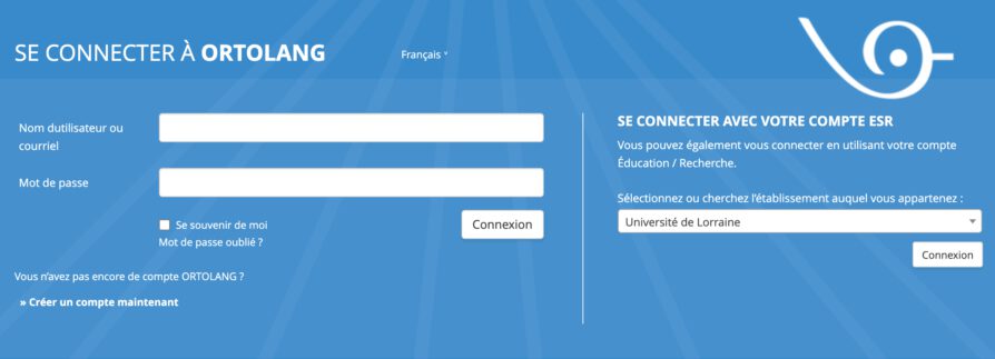 Sélectionnez votre institution depuis le menu situé à droite